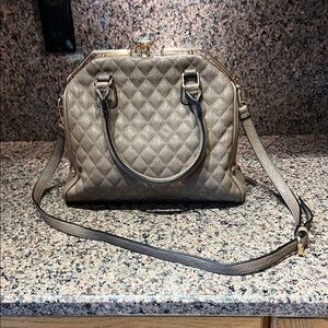 Tan Quilted Crossbody Bag with Detachable Strap